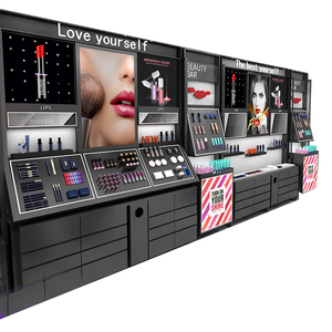 Vitrine cosmétique double face noire haut de gamme <span class=keywords><strong>pour</strong></span> magasin de beauté Mid Island Counter avec étagères de soins de la peau Vitrine de maquillage - Product Image 4