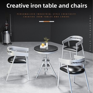 סט שולחן וכיסאות עגולים מברזל תעשייתי לבית, ברים, מסעדות, בתי מלון, חדרי כושר וריהוט אוכל חיצוני - Product Image 2