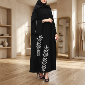 Abaya de Dubaï en soie brodée à la main, anti-rides, élégante, à manches longues, robe de luxe modeste, confortable, élégante, musulmane - Product Image 2