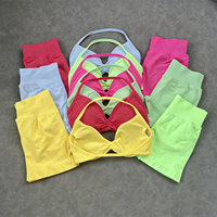 Conjuntos Deportivos para Mujer, 2 Piezas, Ropa de Yoga, Pantalones Cortos de Cintura Alta, Sujetador Deportivo, Ropa de Gimnasio, Conjunto de Yoga de Talla Grande