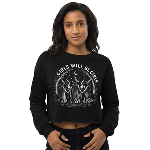 Sweat-shirt court personnalisé avec impression graphique pour femmes, style gothique Sorcières, manches longues, en polaire, vente en gros - Product Image 2
