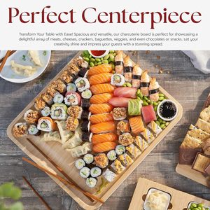 Tabla de charcutería de bambú con 2 cajones, juego de quesos con cuchillos y recipientes para servir en fiestas - Product Image 4
