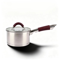 Ensemble de casseroles en acier inoxydable de qualité supérieure, pot à lait, casserole, compatible induction et gaz, passe au lave-vaisselle, poignées en silicone doux au toucher, couvercle en verre