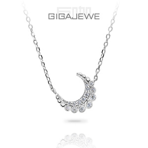 Collar GIGAJEWE con Colgante de Luna Creciente de Moissanita Blanca de 0.13ct, <span class=keywords><strong>Plata</strong></span> de Ley 925, <span class=keywords><strong>Cadena</strong></span> Tipo O para Mujer - Product Image 1
