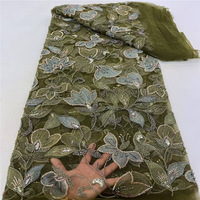 Tissu de dentelle haut de gamme pour robe, brodé de perles tubulaires et de paillettes exquises, à effet tridimensionnel, pour l'industrie de la broderie