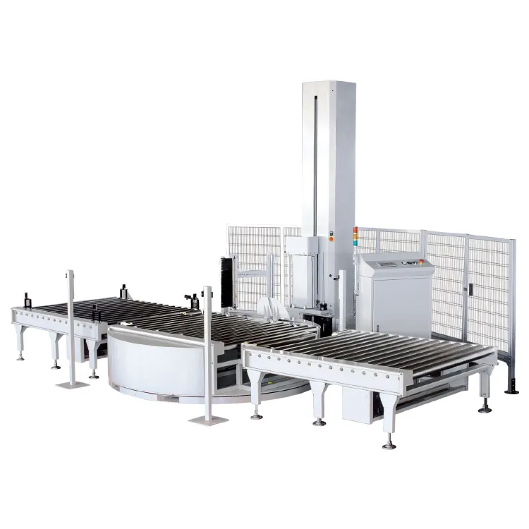 1650Mm Top Druk Plaat Volledig Auto Online Draaitafel Pallet Plastic Wrapper Stretch Film Wikkelen Machine Met Schaal