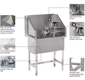 Lavadora Portátil de Acero Inoxidable de Tamaño Pequeño <span class=keywords><strong>para</strong></span> Mascotas, Bañera de Aseo <span class=keywords><strong>para</strong></span> <span class=keywords><strong>Perros</strong></span> y Gatos con Escaleras - Product Image 4