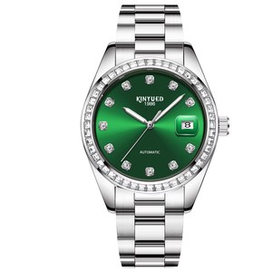 Montre mécanique automatique pour homme KINYUED, bracelet en acier inoxydable, cadran noir, index en diamant, affichage de la date, luminescent - Product Image 5