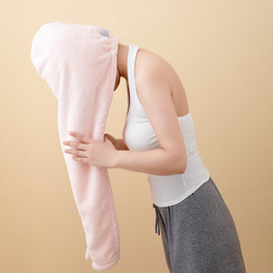 หมวกคลุมผมขนแกะปะการัง ซึมซับน้ำได้ดี แห้งเร็ว สำหรับผู้หญิง สีชมพูอ่อน ไม่ต้องใช้ไดร์เป่าผม - Product Image 3