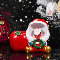 Boîte à crayons de Noël personnalisée Décoration intérieure Père Noël et porte-crayon en résine en forme de pomme lumière LED cadeau souvenir de Noël