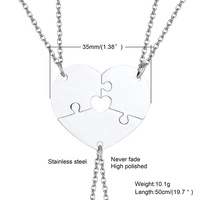 Collier d'amitié en acier inoxydable plaqué or et argent, avec pendentif puzzle cœur gravé du nom et du logo, idéal pour la famille, les couples et les amis - Grande Vente