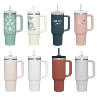 Gobelet Isotherme 1,2 L avec Poignée et Paille, Tasse de Voyage Isotherme en Acier Inoxydable, Gobelet Isotherme en Acier Inoxydable Sans BPA