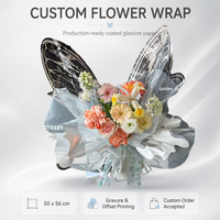 Papier d'emballage pour fleurs en papier sulfurisé enduit imperméable coréen avec motif d'ailes de papillon en cristal, marque FLORA VALLEY, TOP Vendeur 2025