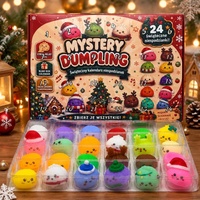 Nouveauté transfrontalière : Calendrier de l'Avent de Noël 24 jours, boîte mystère en matériau TPR, Squishy DIY en forme de boule, déchirable et coloré, pour jeunes