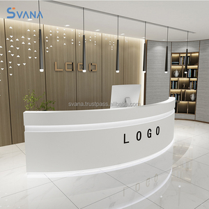 Comptoir avant en bois Table de réception moderne avec lumière LED Lobbies Salons Retail - Product Image 1