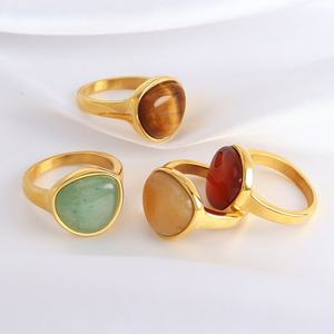 Anillo Unisex de Moda, Estilo Joker, Chapado en Oro de 18k, con Incrustaciones de Piedras Naturales con Forma Geométrica y Ojo de Gato, de Acero Inoxidable y Titanio, para Fiestas - Product Image 3