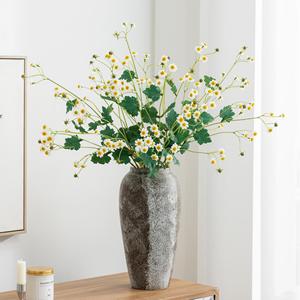 Bouquet de marguerites artificielles Meng Jie en PVC, fleurs en soie à longue tige, blanc et jaune, décoration intérieure, accessoires de mariage - Product Image 3