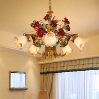 Lampe suspendue PM style crème romantique française, lampe à fleurs et herbes artificielles pour salon et chambre, éclairage pour maison de campagne