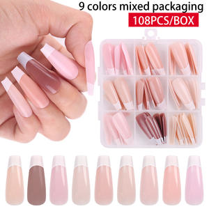 Classique 9 couleurs/boîte Style français doigt et <span class=keywords><strong>pied</strong></span> ongles conseils conception marque privée réutilisable étanche presse sur les ongles - Product Image 3