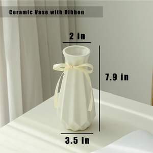 Vase à fleurs au design artistique, vase en <span class=keywords><strong>c</strong></span>éramique avec ruban, style géométrique, pot à fleurs pour la décoration moderne de la maison - Product Image 3