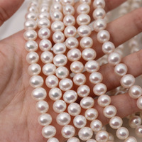 Perles d'eau douce naturelles à fort lustre, forme presque ronde, 8-9 mm, pour la création de colliers, bracelets et artisanat DIY