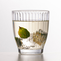 Ensemble de tasses en verre trempé de 12 oz, durables, de qualité supérieure, pour la restauration, les restaurants de luxe, l'usage domestique, tasse à thé, motif vertical, tasse à eau