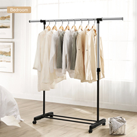 Porte-vêtements multifonctionnel portable sur pied, étagère simple en métal pour vêtements, grande capacité