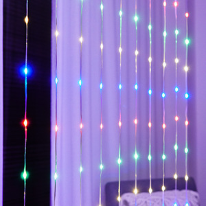 Guirnalda de <span class=keywords><strong>Luces</strong></span> LED en <span class=keywords><strong>Cascada</strong></span>, Cadena de <span class=keywords><strong>Luces</strong></span> Navideñas para Exteriores, Impermeables, Solares, con Control Remoto, Cortina de Plástico IP44 - Product Image 1