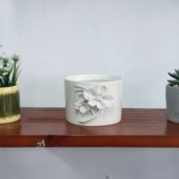 Pot à bougie en céramique vide de luxe en forme de pilier, écologique, avec couvercle, pour décoration intérieure, vente en gros, personnalisable, ODM, OEM