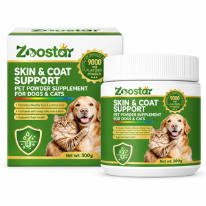 Poudre Premium pour la Peau et le Pelage des Animaux Prête à l'Expédition pour Chiens et Chats, Formule Saine à la Graine de Lin, Biotine et Vitamine <span class=keywords><strong>E</strong></span> pour un Pelage Sain, Vente en Gros 300g - Product Image 1