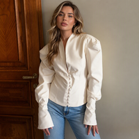 Blazer élégant et décontracté pour femme, coupe ajustée, col en V, manches longues, style formel, simple boutonnage, idéal pour le bureau – Vente en gros