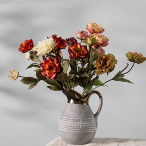 Bouquet de fleurs artificielles en soie simulée de style vintage, fait main, avec dégradé multicolore, pour Noël et la Saint-Valentin - Product Image 1