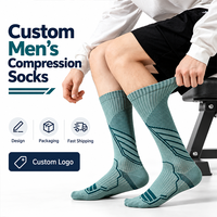 Chaussettes de compression pour hommes, hauteur genou, jacquard géométrique, chaussettes de sport à compression pour la course à pied et le cyclisme