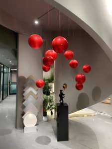 아르데코 스타일 보석 레드 스테인리스 스틸 원형 볼 홈 데코 천장 장식 볼 - Product Image 5