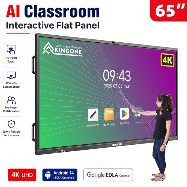 KINGONE Interactive Flat Panel Touch Screen Smart Board 55/65/75/86 Inch LCD Digital Display Monitor for Schools