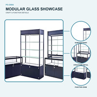 Vitrine modulaire en verre sur mesure et comptoir de présentation avec rangement verrouillable pour bijoux et objets de collection