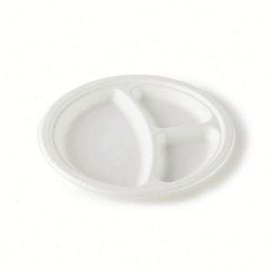 Platos Desechables Biodegradables de Bagazo de Caña de Azúcar Blancos para Fiestas, Tamaños 9''/10''/12'' - Product Image 1