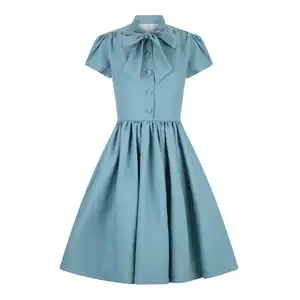 Teal Vintage Kleid Retro Kleid Frauen Freizeit kleider