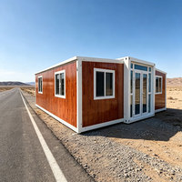 Maison conteneur en acier moderne à double aile extensible et respirante - Ferme préfabriquée/Villa à 2 chambres pour usage commercial (20 pieds)