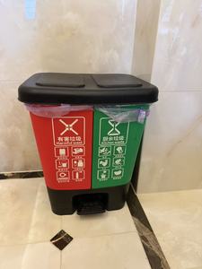 2-in-1 Tandem Trash Can with Pedal &amp; Wheels <strong>Double</strong> <strong>Bin</strong> <strong>for</strong> Recycling Home <strong>Kitchen</strong> Use Plastic Material - Product Image 6