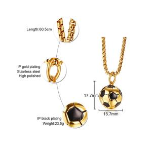 Collana con Ciondolo a Forma <span class=keywords><strong>di</strong></span> Pallone da <span class=keywords><strong>Calcio</strong></span> in Acciaio Inossidabile, Design Personalizzato Impermeabile, Gioielli alla Moda per Regali e Feste - Product Image 4