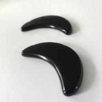 Planche de massage Gua Sha en obsidienne noire en forme de lune, outils de massage facial, nouveau design