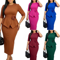 D626 Nouvelle Collection Robe d'été Femme Décontractée Élégante Manches Courtes Taille Haute Coupe Trapèze Robe de Bureau pour Femme Robes Africaines pour Femme