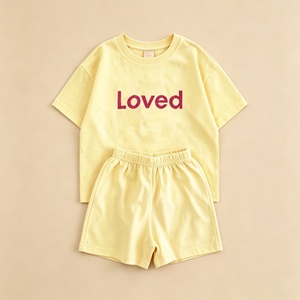 Ensemble de vêtements d'été surdimensionnés personnalisés pour enfants, style coréen uni avec inscriptions, tenues de sport pour filles de <span class=keywords><strong>12</strong></span> <span class=keywords><strong>ans</strong></span> - Product Image 2