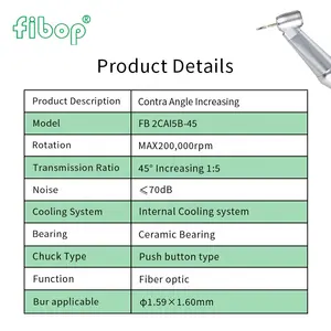 Fibop 1:5 Red Ring Increasing Micromotor Electric Hand Piece Dental Equipment Titanium Max X95L Low Speed Contra Angle Handpiece