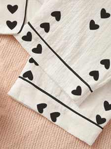 여자 가정복 투피스 세트 새로운 디자인 느슨한 프린트 긴팔 긴 바지 잠옷 탄성 허리 통기성 - Product Image 4