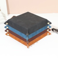 Plateaux de rangement pliables de luxe carrés en cuir PU pour hommes, pour dés, montres et clés