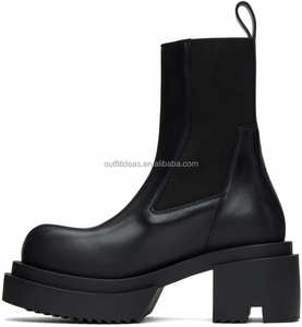 Stivali Chelsea in Pelle di Vitello Originale Unisex con Plateau e Tacco a Blocco per Uomo e <span class=keywords><strong>Donna</strong></span> - Product Image 3