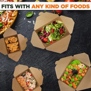 Contenedor de Alimentos Desechable, Caja de Papel Kraft con Cierre a Presión para Pollo Frito, Empaque de Comida Rápida - Product Image 3