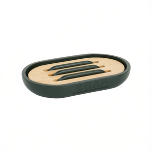 Porte-savon Anni vert forêt 13 x 8,4 cm, plateau de drainage en bois pour salle de bain - Product Image 3